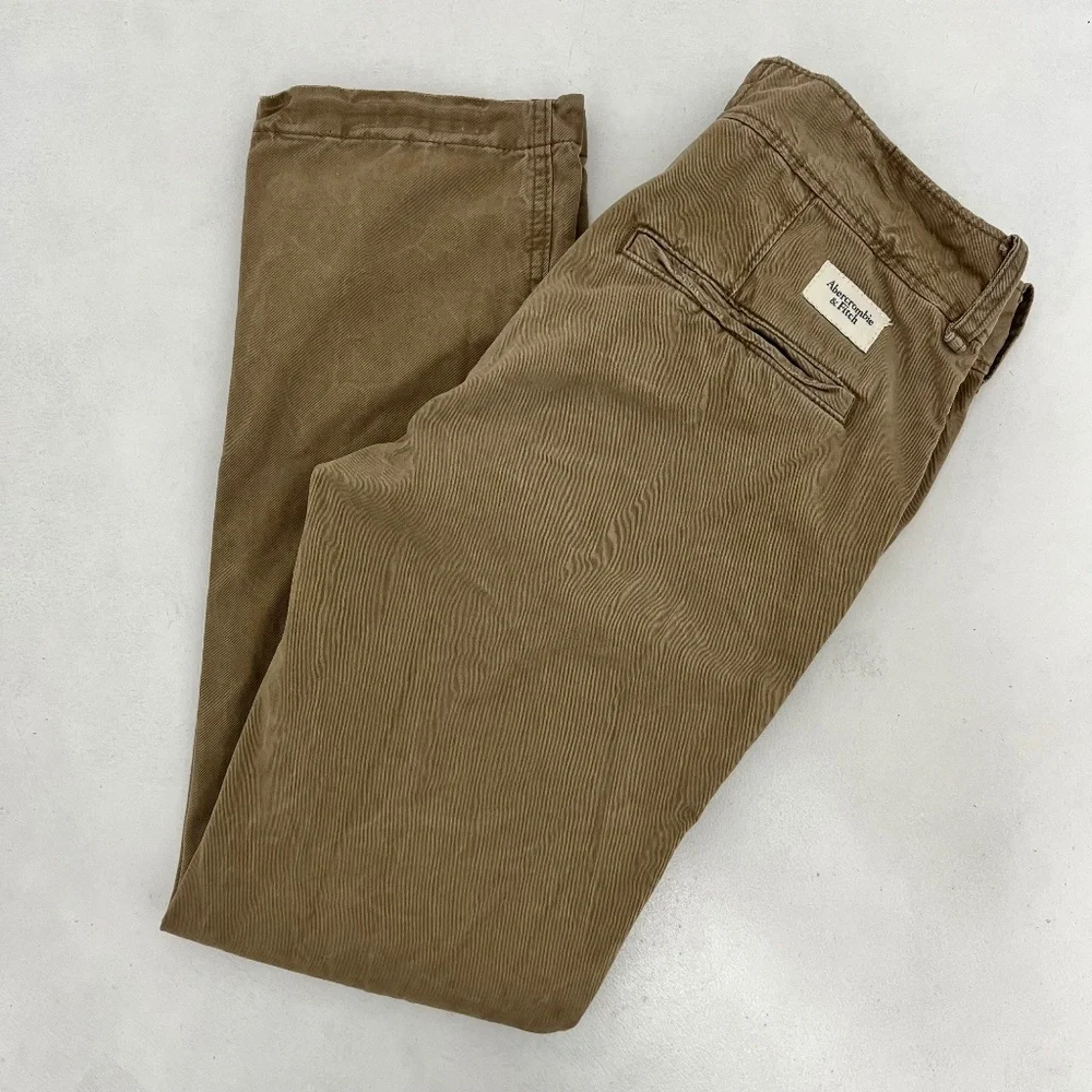 Abercrombie & Fitch Mens W29 L30 Chino Pants Brown Button Fly Mid Rise Trousers‎